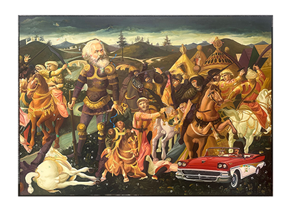 《战士—承诺》，布面油画，210?×150cm?×6联，2025年（局部3）