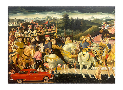 《战士—承诺》，布面油画，210?×150cm?×6联，2025年（局部1）