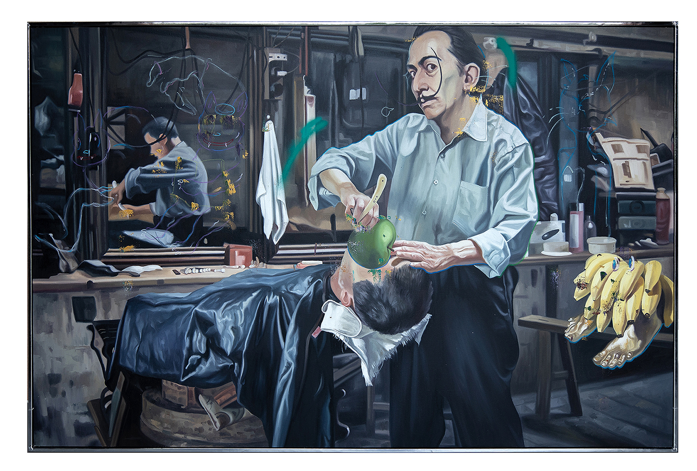 《生活道具-超现实主义理发店》 133×200cm 布面油画 2021-2022